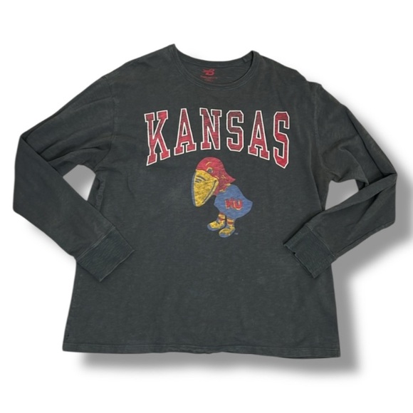 KU Jayhawks Men's Long Sleeve T Shirt Size L Banner Supply Co Retro Cotton Flaw - Picture 1 of 12